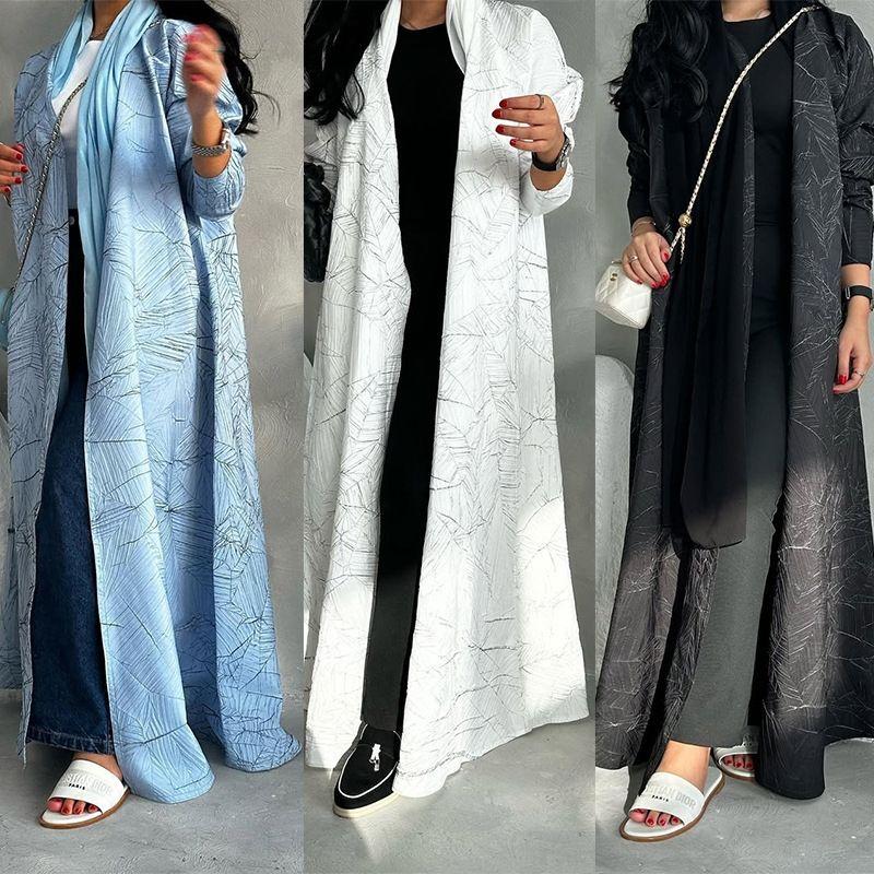 New Middle East Dubai Loose Jacquard Texture Cardigan Robe Dress Jacquard Cardigan Robe