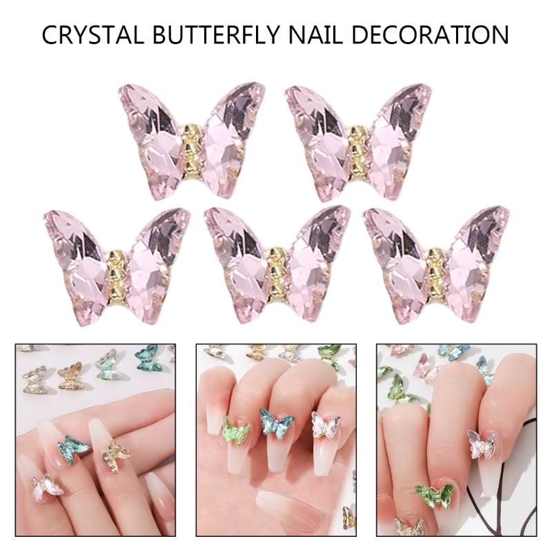1Bag Butterfly Nail Charms Eye Catching Decorations with Rhinestones DIY Project Clothing Embellishment