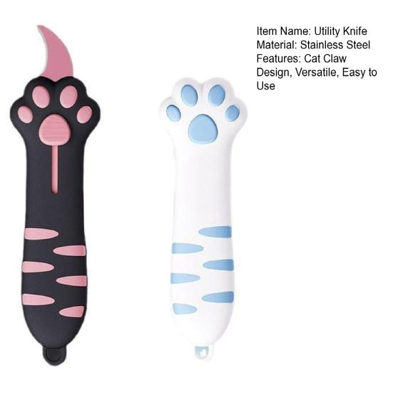 Cute Cat Paw Safety Knife Portable Letter Box Cutter Retractable for Carton Opener