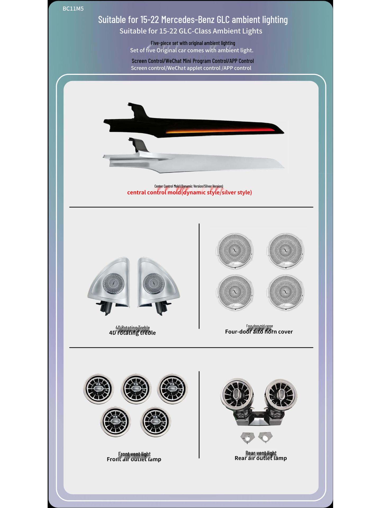 

Zhongya Carlink Подсветка салона для Mercedes-Benz GLC/C-Class W254/W253/W205/W206