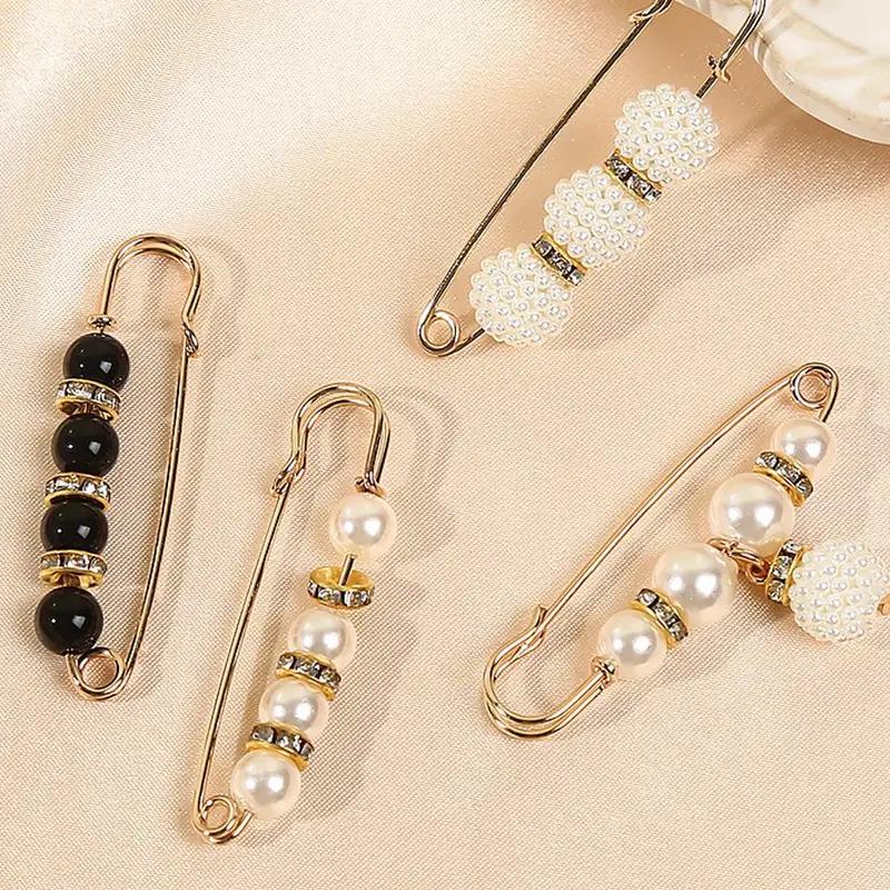 6 Pcs Set Artificial Pearl Waist Pin Clips for Trousers Pants Skirts Dress Waistline Adjusting Shirts Sweater Brooch