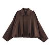 European and American Women's Fashionable Bomber Jacket with Batwing Sleeves and Zipper - Casual 2025 Style.