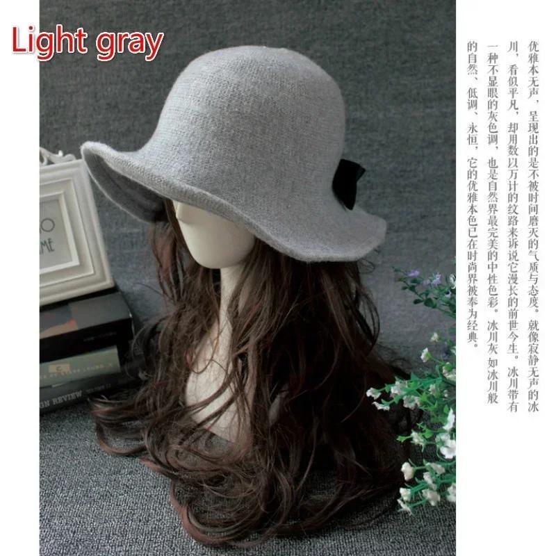 1Pcs Autumn Winter Fedoras Women Hat Elegant Vintage Bowknot Wool Ladies Hat Dome Felt Wedding Church Jazz Cap Female Bow Bowler