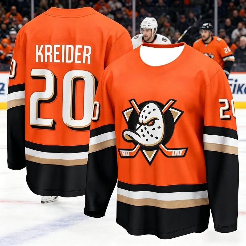 Look de Famille 2026 Nouveau Maillot d'Entraînement de Hockey sur Glace Équipe Canard Impression 3D Respirant Évacuant l'Humidité Manches Longues T-shirt Enfants Adultes