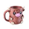 Držák na pintu zmrzliny Highland Cow Držáky na nanuky Držák na plechovku od piva Izolovaný držák na zmrzlinu se skrytou zásuvkou na svačinu a lžičkami