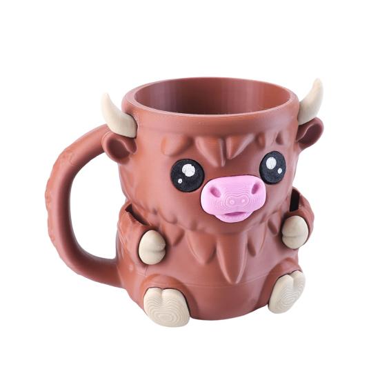 Držák na pintu zmrzliny Highland Cow Držáky na nanuky Držák na plechovku od piva Izolovaný držák na zmrzlinu se skrytou zásuvkou na svačinu a lžičkami