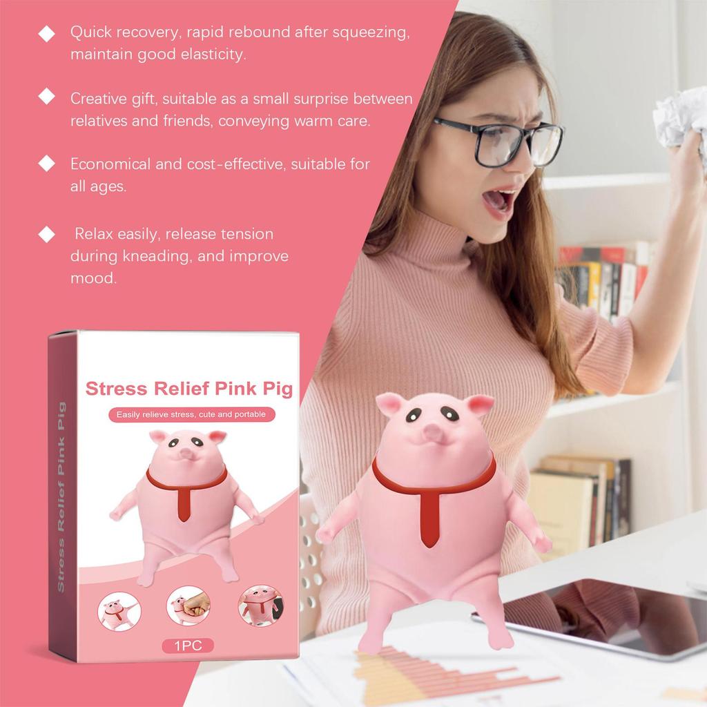 Soft Animal Pinching Fidget Toys Cute Pig Wearing Red Tie Animal Pinch Model Red Tie Design Round Body Animal Pinching Doll Toy
