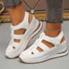 Fashion Platform Wedges Sandals for Women Summer Closed Toe Silver Sports Sandals Woman Thick Sole Leather Women's Sandals Hollow Out