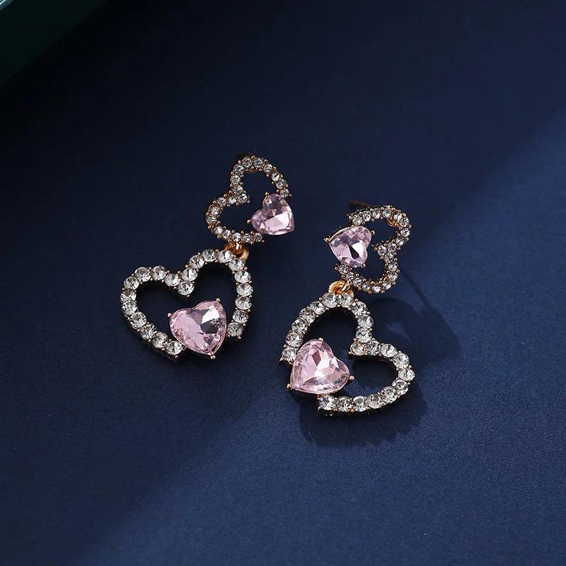 Full Crystal Love Earrings – Hypoallergenic 925 Silver Post, Trendy Celebrity Fashion Jewelry for Women