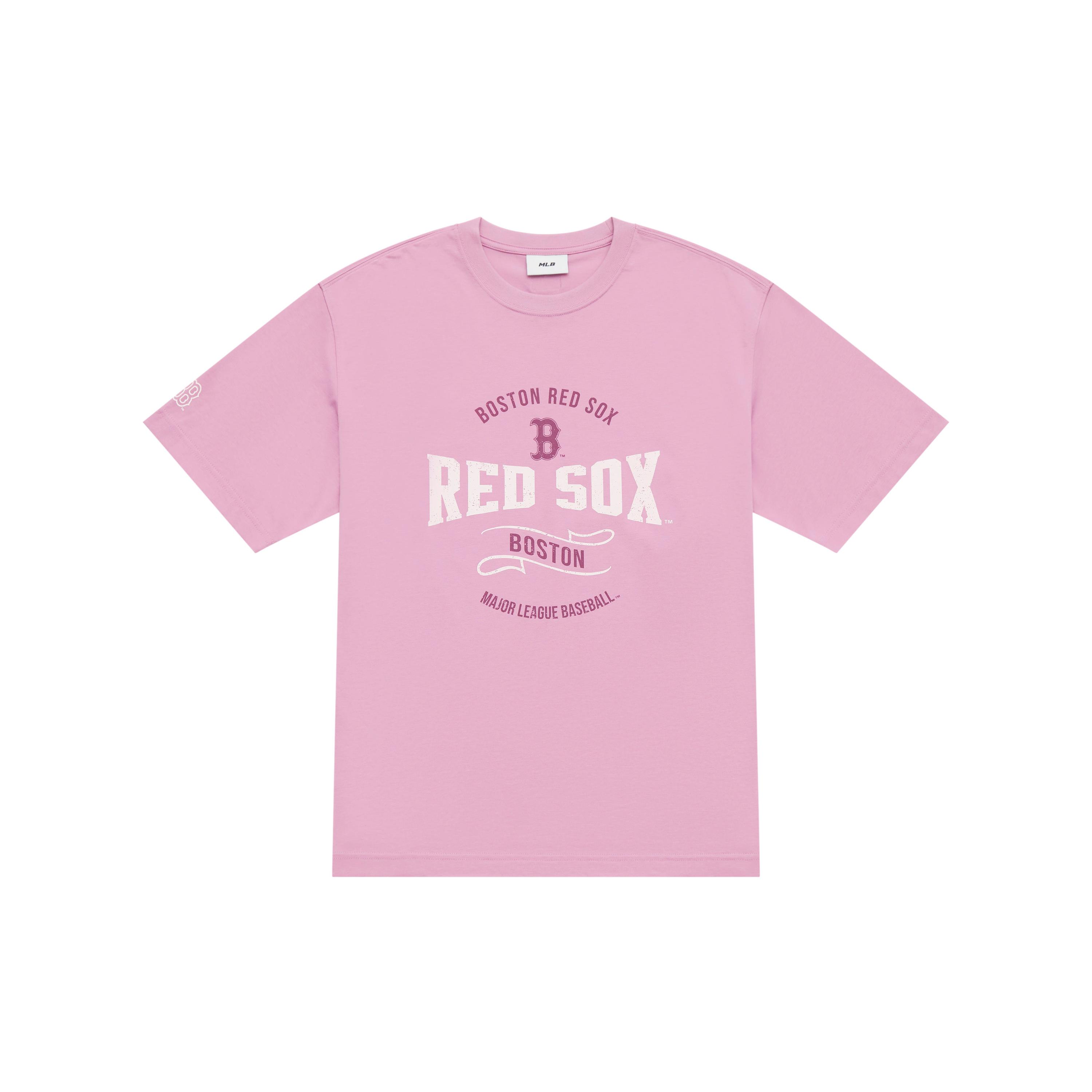 MLB Preppy Style Collection Boston Red Sox SS25 T Shirt Unisex Pink 3ATSV0653-43PKP XL