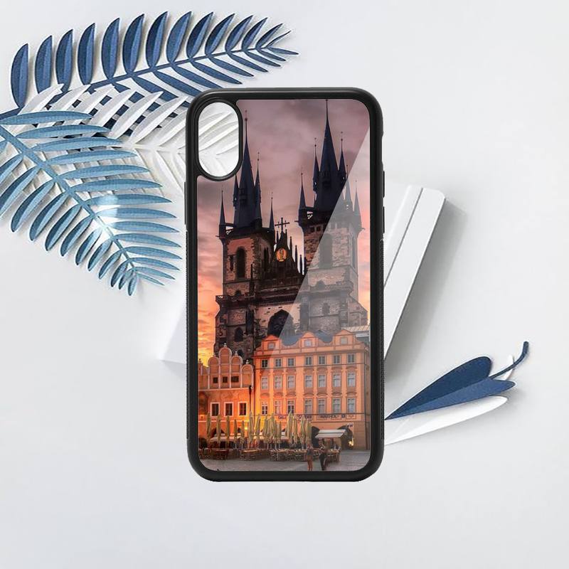 Prague Europe Prettiest Bridges City Phone Case PC pro iPhone 11 12 13 pro XS MAX 8 7 6 6S Plus X XR Luxusní skořepinové pozadí