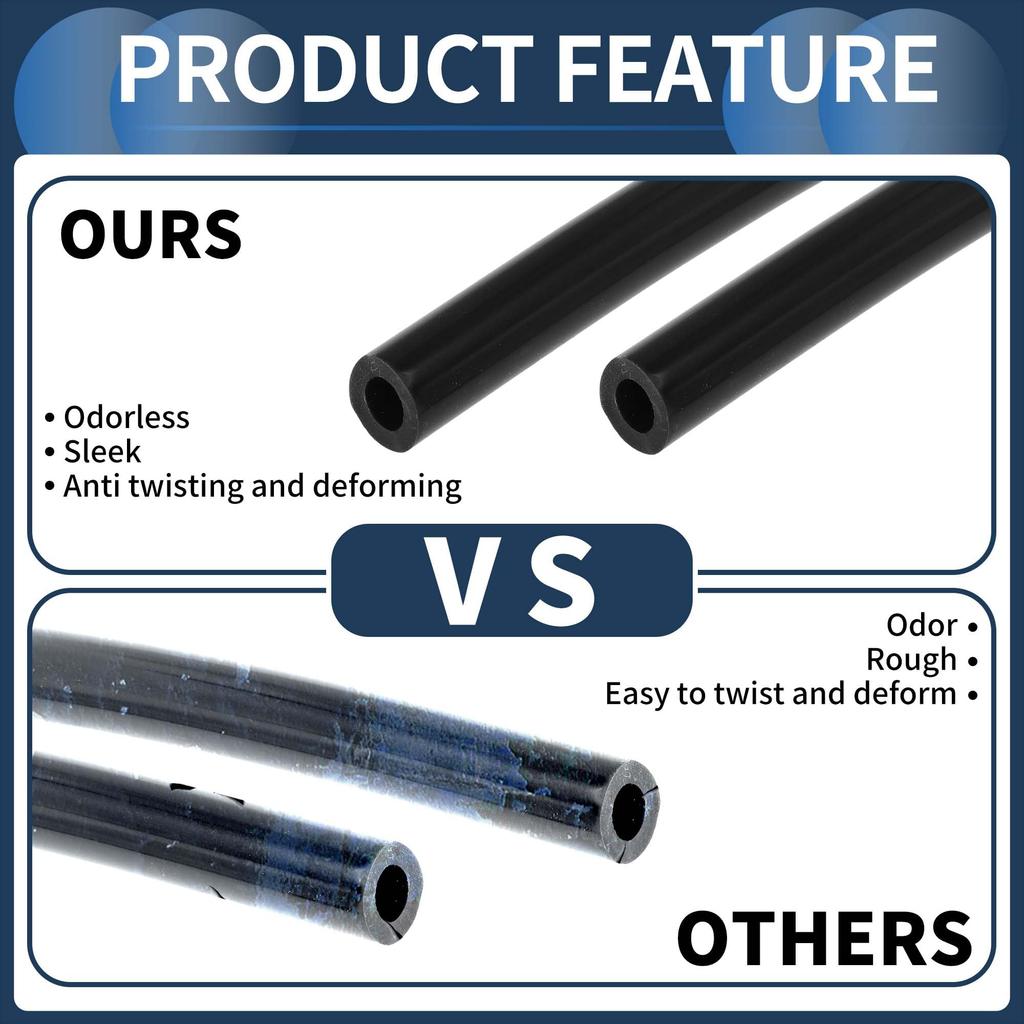 INFINAUTO Silicone Vacuum Tube Hose Engine 5FT 1/2" 12mm ID 2.5mm Thickness Car Automotive Vacuum Line Silicone Black High Temperature