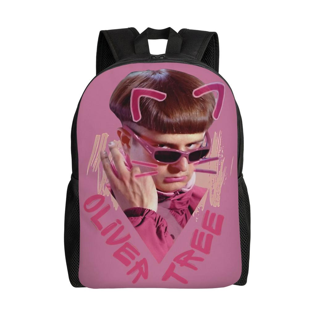 Pink Oliver Tree American Singer Backpack for Men Women Cool Student Work Daypack College Canvas Bags with Pocket