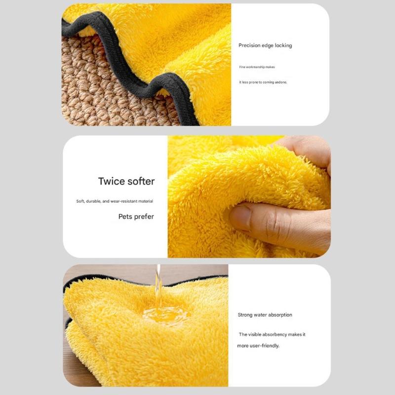 Soft Cloth Pet Gloves Thick Pet Bath Mittens For Effective Water Absorption And Gentle Massage During Bath Time