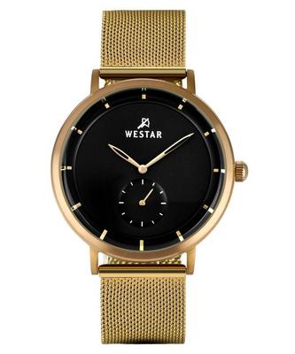Profile Herren-Armbanduhr aus goldfarbenem Edelstahl mit schwarzem Zifferblatt und Quarzwerk 50247BZZ103
