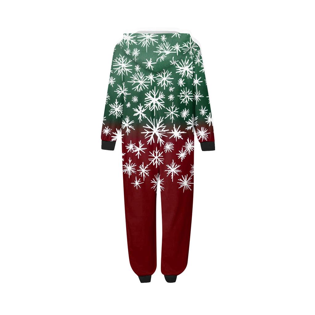 Fashion Print Parent-Child Outfit Hooded Zipper One-Piece Fashionable Home Suit Set