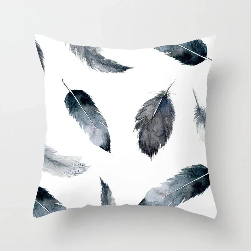 Black Throw Pillow Case Geometric Heart Letters Piano Fashion Girl Cushion Covers Home Sofa Chair Decorative Pillowcase 45X45Cm