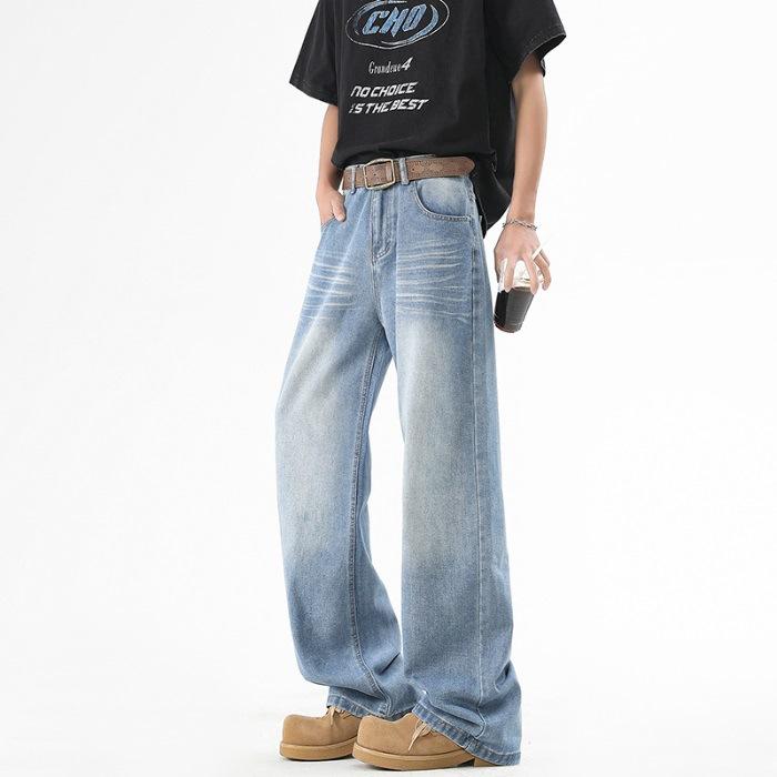 

New Spring Style Waist-studded American High Street Floor Pants Men s Jeans Trousers S синій