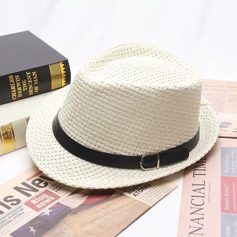 Summer Straw Hat Men's Outdoor Sun Hat Breathable Beach Hat British Performance Jazz Hat Children's Gentleman's Top Hat