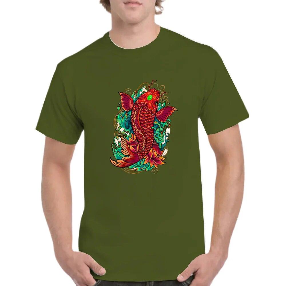 2023 Sommer-Paar-Rundhalsausschnitt, kurzärmeliges Herren- und Damenoberteil, lockerer Koi-Aufdruck, bequemes, schnell trocknendes T-Shirt mit Rundhalsausschnitt