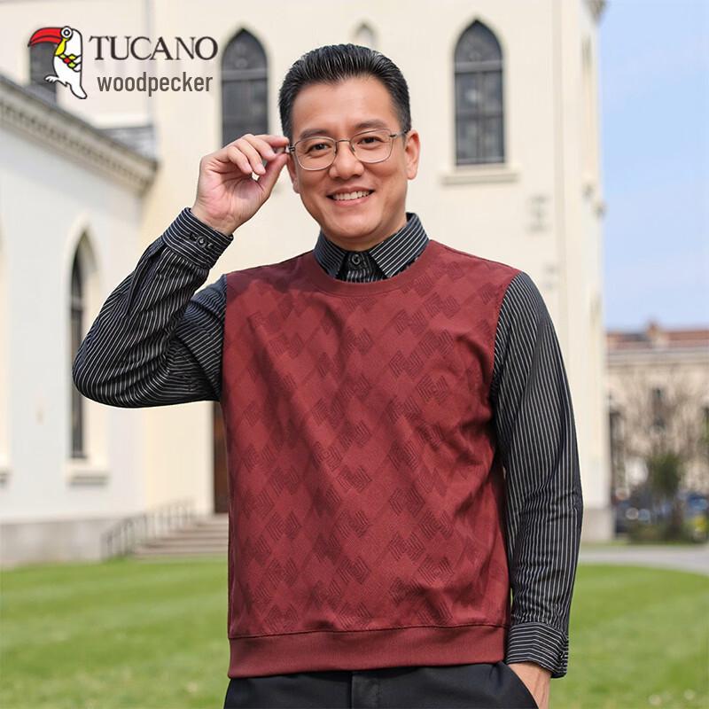 TUCANO Men s Casual Long-Sleeve Shirt Collar T-Shirt M