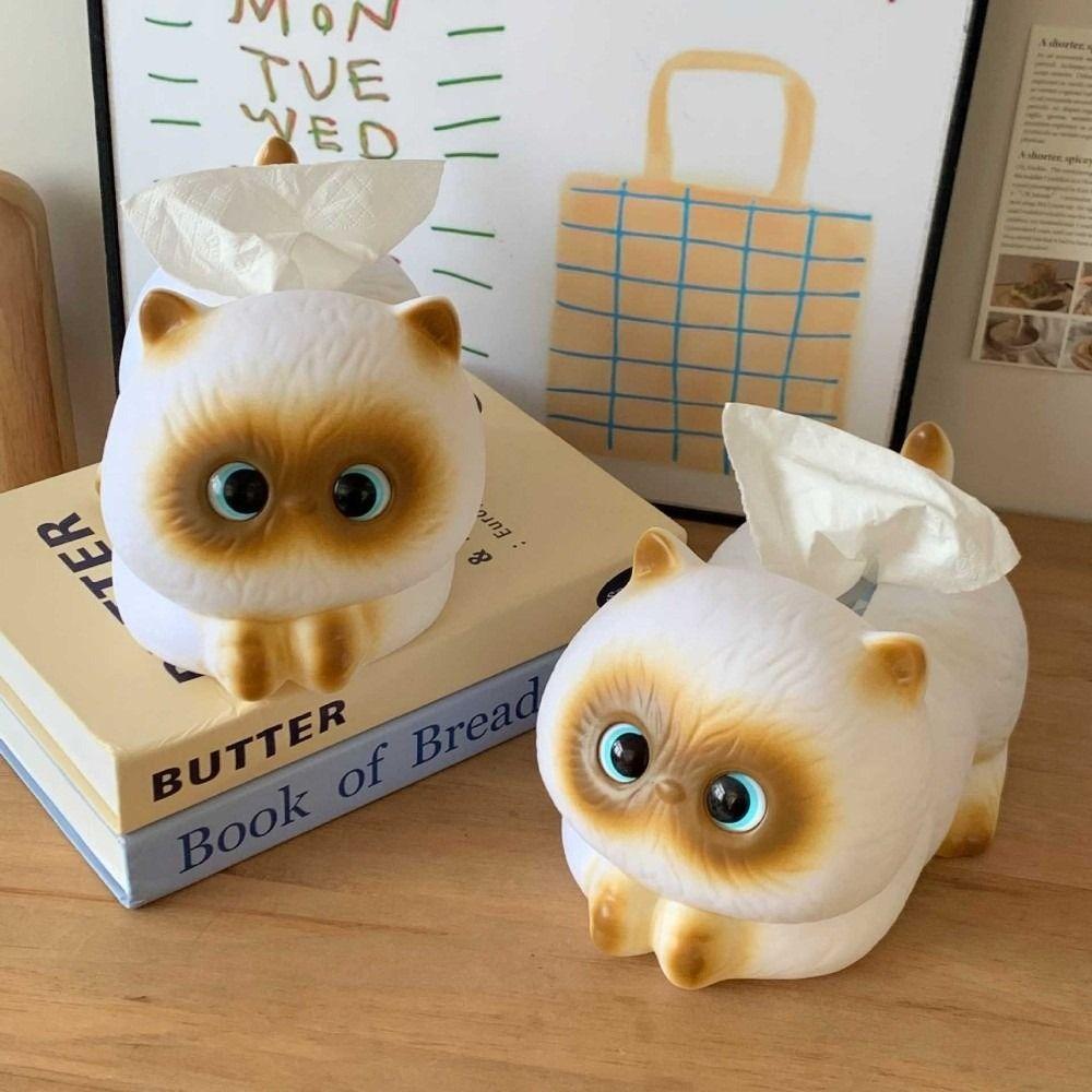 Cute Siamese Cat Cat Tissue Box Cartoon Resin Napkin Holder Wet Tissue Case Gift