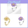 European Style Adjustable Flower Ring With Enamel Finish For Fashion Womens Accessories