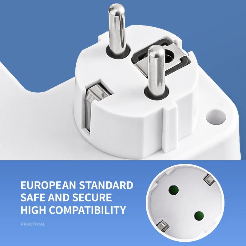 EU-Stecker Steckdosenleiste AC-Steckdosen USB-Typ-C-Anschlüsse Zwei Spezifikationen Unabhängiger Schalter mit kleinem Nachtlicht