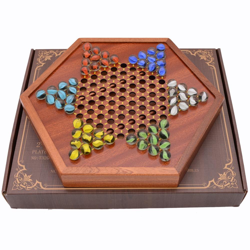 Chinesisches Dame-Set aus Holz mit Aufbewahrungsschublade, Schachbrettspiel für Kinder und Erwachsene