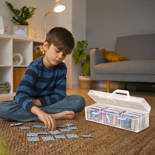 NiHome Trading Card Storage Case, Clear PP with 9 Boxes, Compatible with MTG, Sports, and Playing Cards, Waterproof and Dustproof, with Handle, for Ca