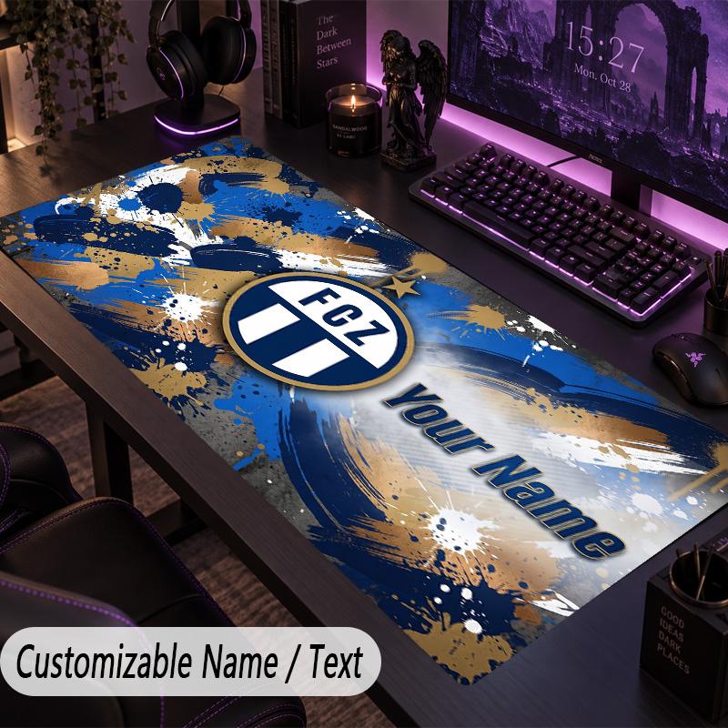 Custom Text Big Mousepad, Extended Desk Pad For Laptop Work GameFC Zürich