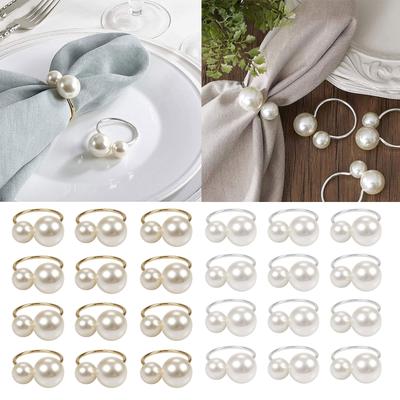 Elegant Dining Table Pearls Napkin Holder Stylish Napkin Rings Set with Pearls Detailing for Chic and Stylish Tablescape