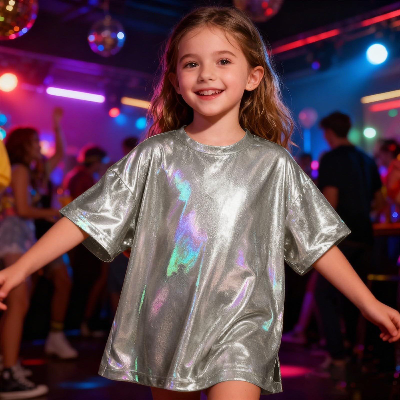 Карнавальные Блестки Фестиваль Девочка Мальчик Хип-хоп Блестящий Круглый Вырез Диско Танцы Блестящий Топ 100 чёрный