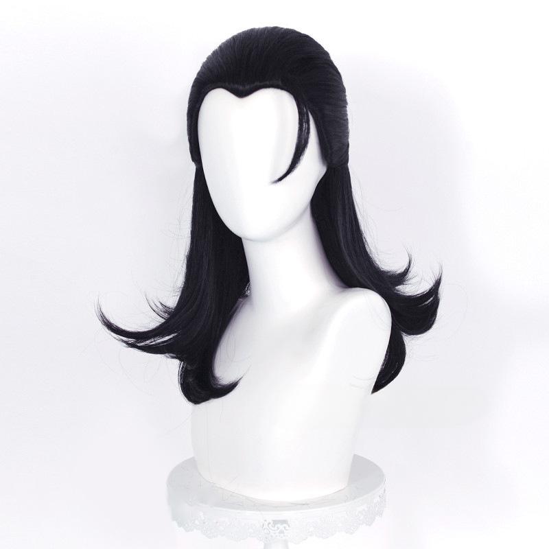 Peruca de Cosplay Suguru Geto Anime Peruca Longa Preta Cabelo Sintético Resistente ao Calor Perucas para Festa