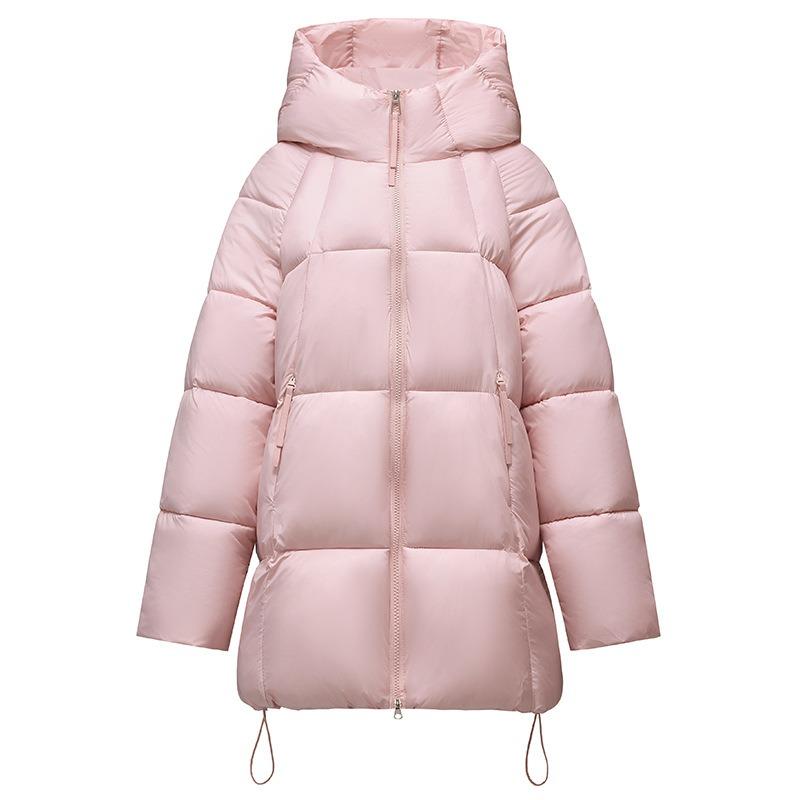 Puff Soft New Down Cotton Medium and Long Cotton Clothes Women's Hooded Thickened Cotton Clothes Student Coat