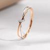 Two Tone Twist Finger Ring with Cubic Zirconia Exquisite Women Rings Temperament Sweet Wedding Accessories Trendy Jewelry