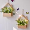 Wall Hanging Artificial Flower Pot for Living Room TV Background with Greenery Planter.