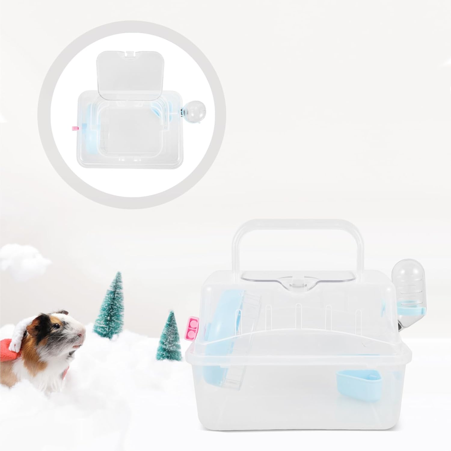 Milisten Прозрачная переноска для хомяка, портативная клетка для мелких животных, мышей, морских свинок и хорьков, легкая конструкция