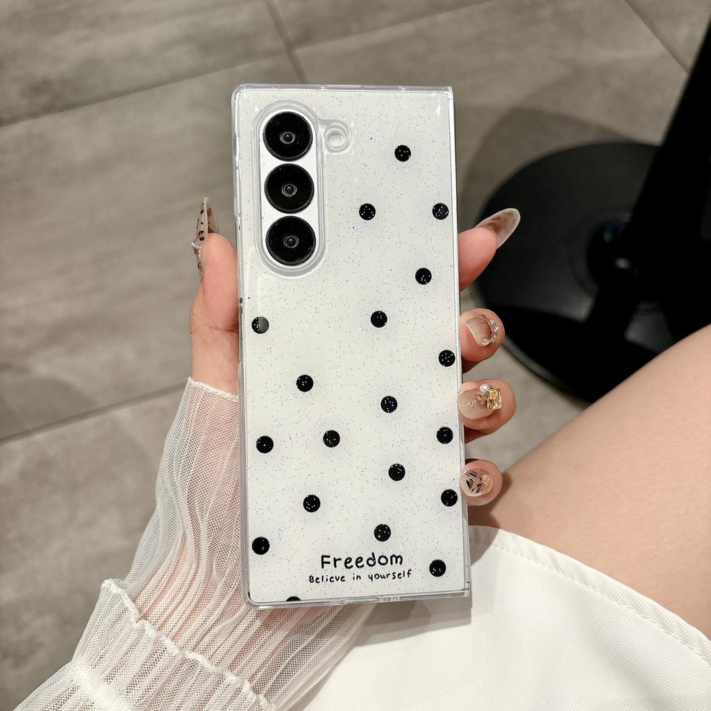 Applicable to Samsung zfold7 bow anti-drop mobile phone case zfold6 glitter polka dot zfold5 bracket protective case