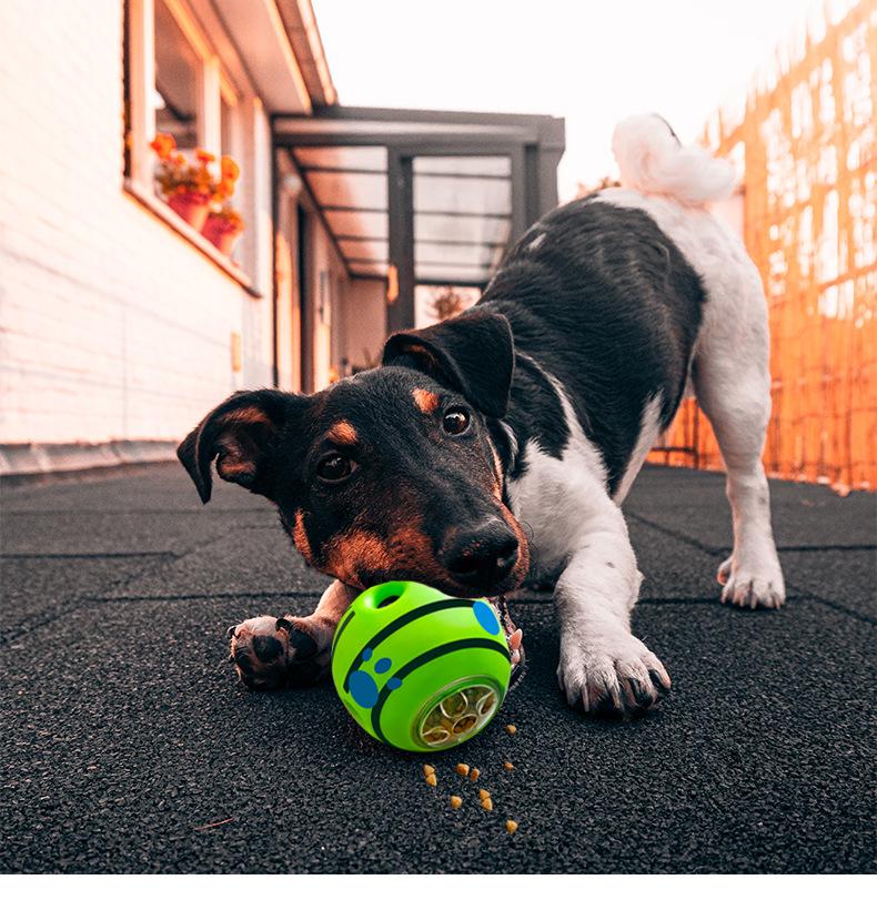 Teething Bite-Resistant Dog Toy: Sounding Laugh Ball with Treat Dispensing Feature