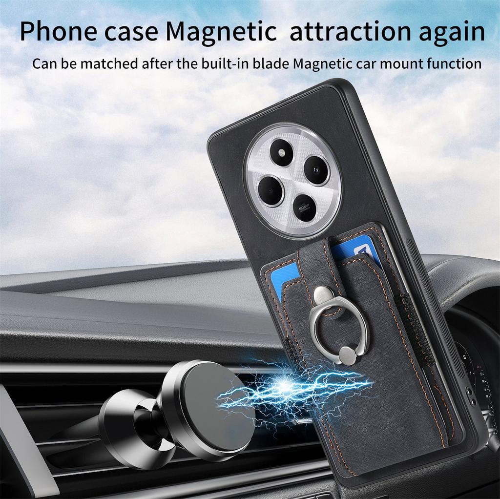 Kickstand Phone Case For Xiaomi Redmi 14C 4G/14R 5G/Poco C75 4G Leather+TPU Non-Slip Protective Cover Card Slots