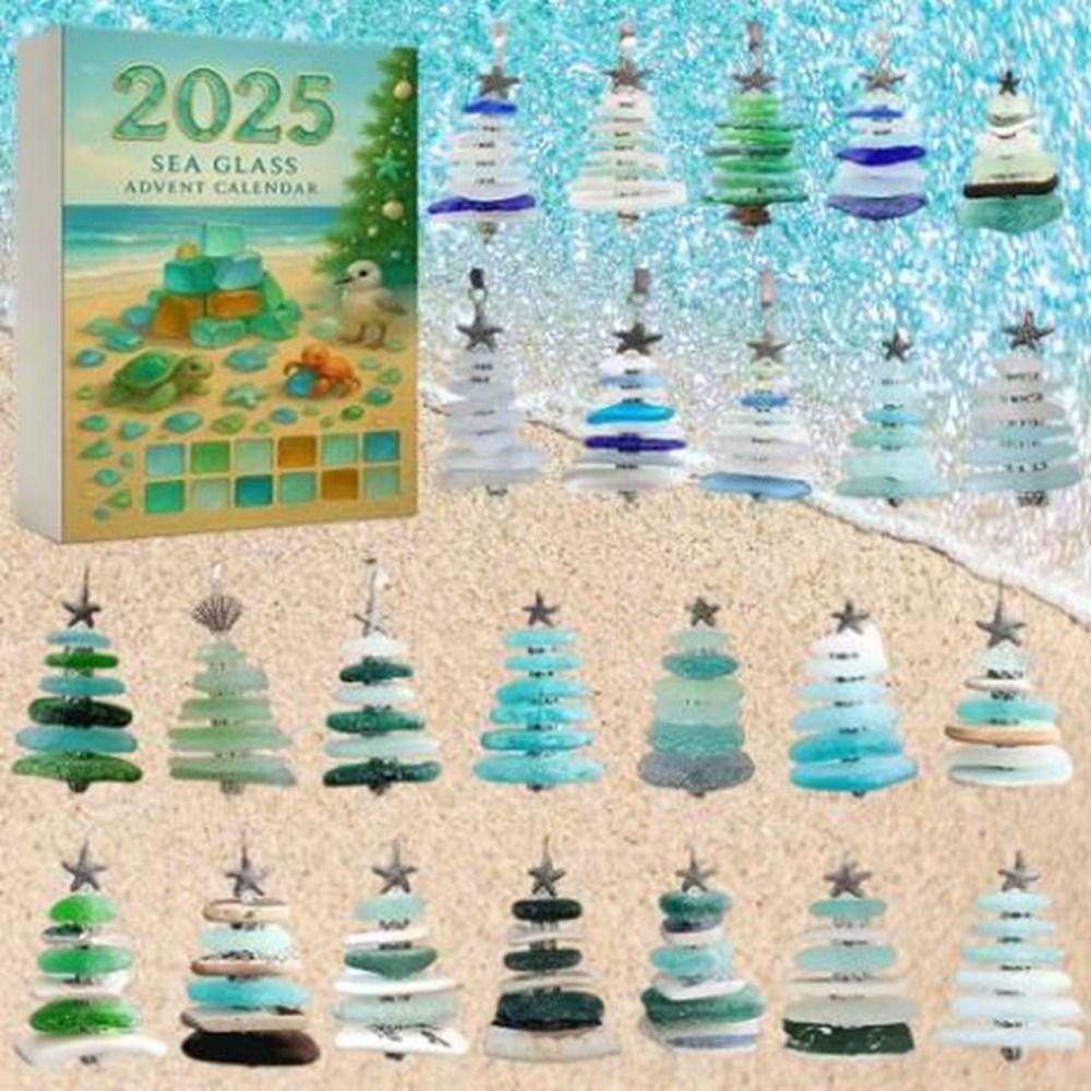 Acryl Seeglas Weihnachts-Adventskalender Baumform Weihnachtsbaum Anhänger Mittelstück