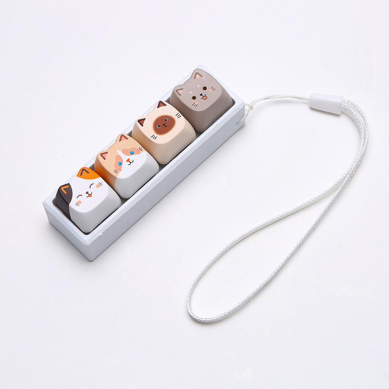 4/6 Keys Anti-Stress Pendant Keyboard Keycap Cat Fidget Keychain Finger Button Pass The Time Calming Keychain Keys