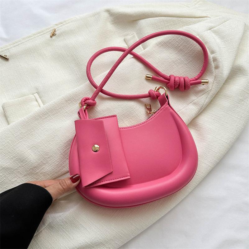 Fashionable New Moon Bag In Multiple Colors Street Style Shoulder Bag With Unique Stitching