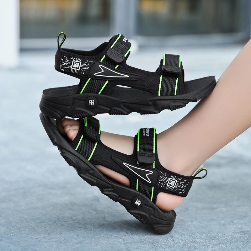 Детская противоскользящая износостойкая модная легкая уличная пляжная обувь на липучке — фото 21