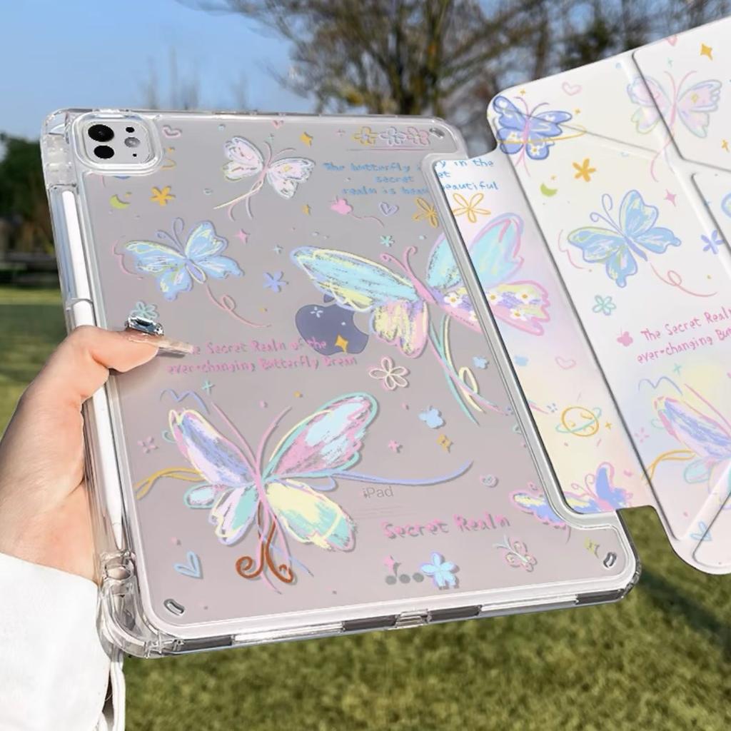 ins secret butterfly Y-fold iPad tablet case air6/5th generation drop-proof Apple 11inch tablet case with pen slot
