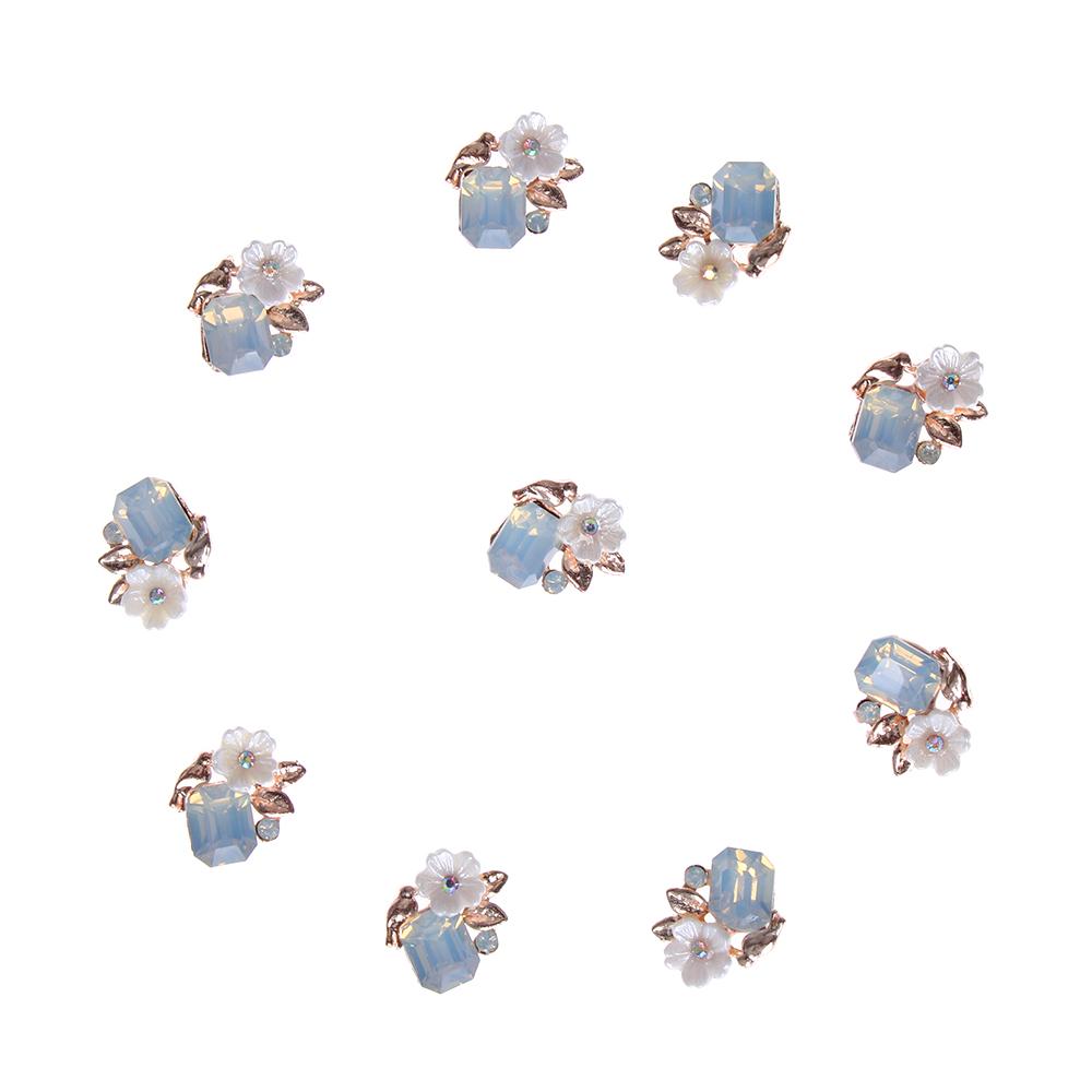 10PCS Pearl Flower Rhinestone Buttons For Hair Pins Clothing Decoration Vintage Buttons DIY Crafts Apparel Sewing Accessories