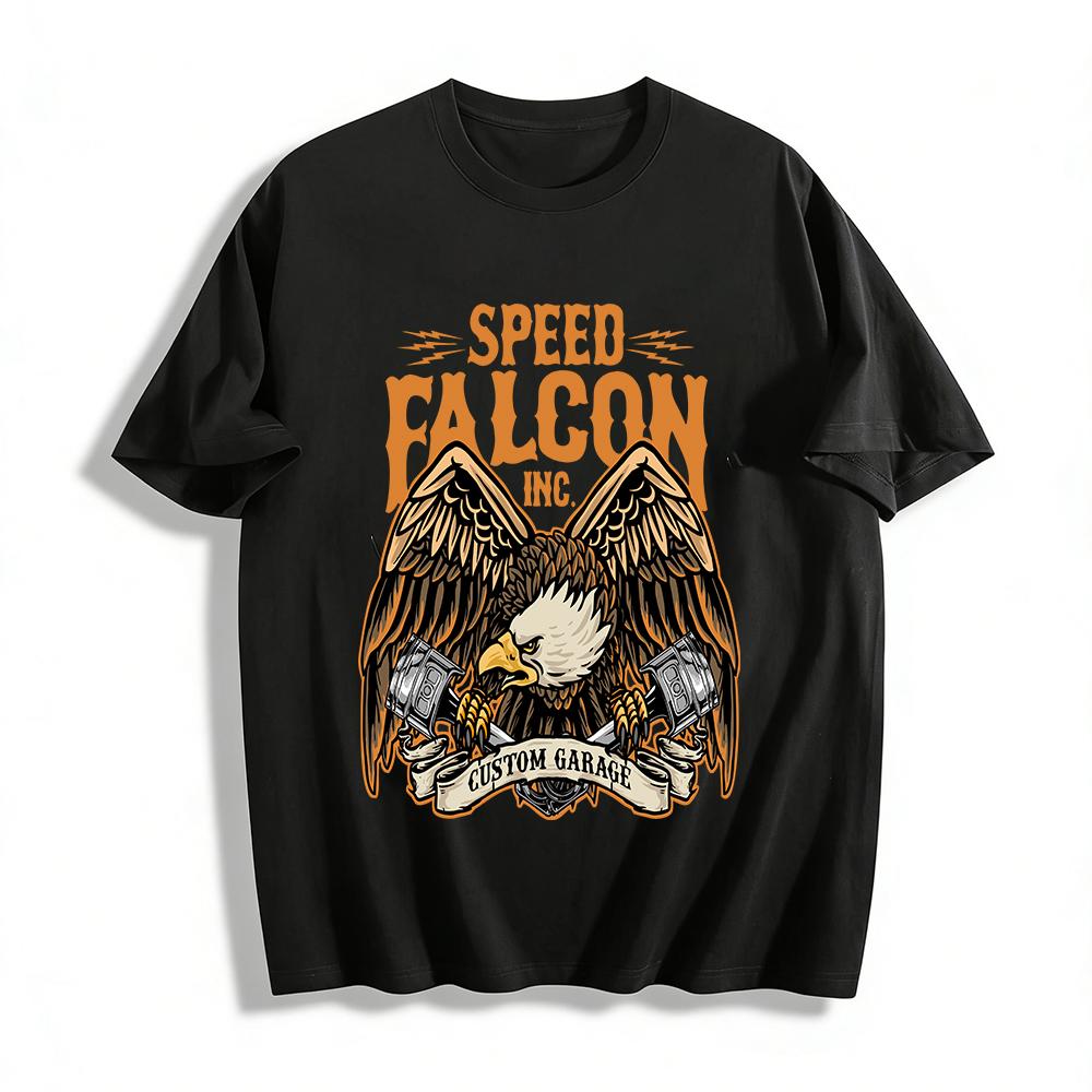 American Speed Falcon Custom Garage Eagle Print Casual T-Shirt Pure cotton T-shirt XXS