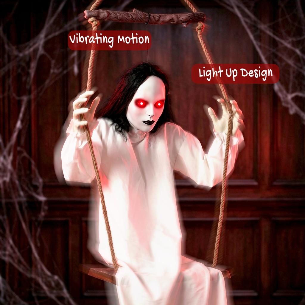 170 Cm Animated Hanging Swing Ghost Halloween Decoration Sound Touch Activated Ghost Halloween Animatronic