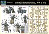 Master Box 1/35 Scale German Motorcycle Soldier (4 Figures), Coat Style, Rough Road Escape Scene, Second World War Plastic Model Kit, MB35178